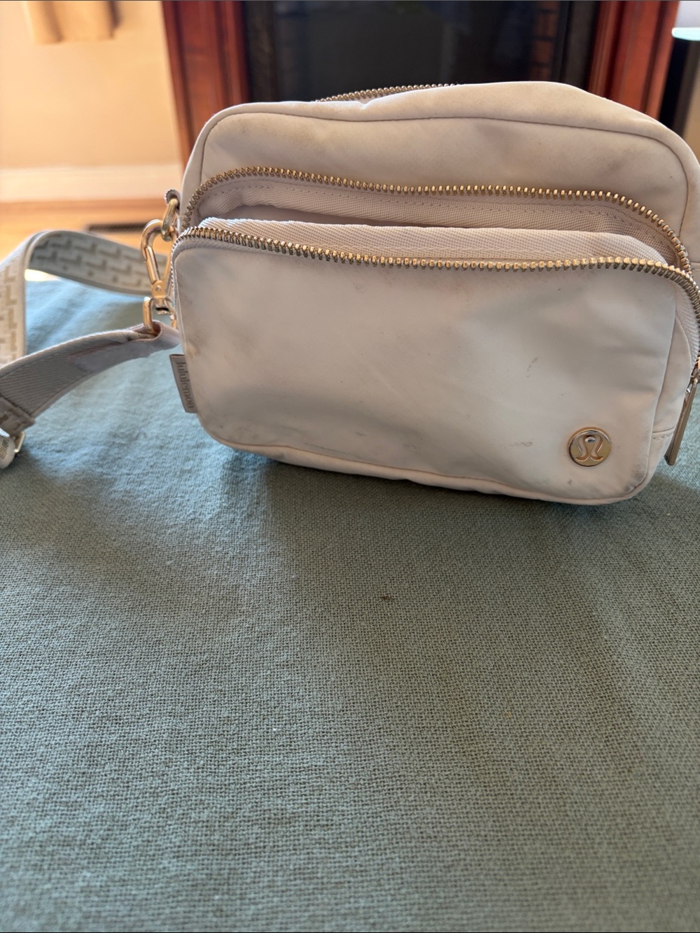 lululemon athletica Cream Crossbody Bag with Gold Hardware